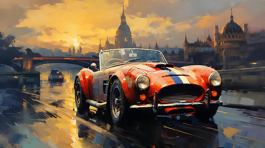 1966 Shelby Cobra  Stunning London Skyline In By Asar Studios Painting