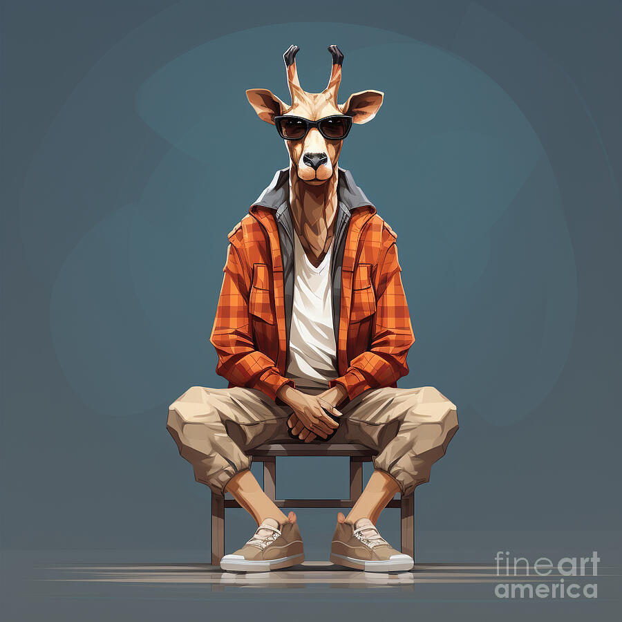 2d illustration of a animal character in a cool by Asar Studios Painting by Celestial Images