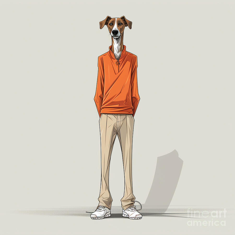 2d Illustration Of A Dog Character In A Cool Po By Asar Studios Painting