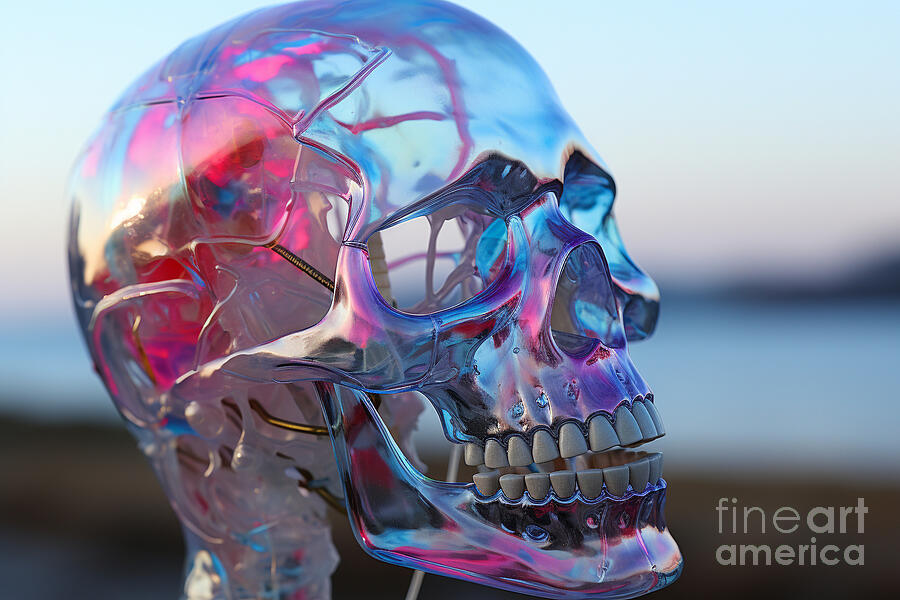 3d Close Up Editorial Portrait Skeleton Flying  By Asar Studios Painting