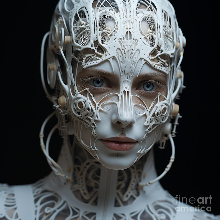 Fantasy Painting - 3d Within the confines of a silicon mask woman  by Asar Studios #2 by Celestial Images