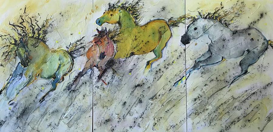 4 On The Run #2 Painting by Elizabeth Parashis