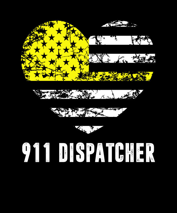 911 Dispatcher USA Yellow American Flag Heart #2 Digital Art by Florian ...