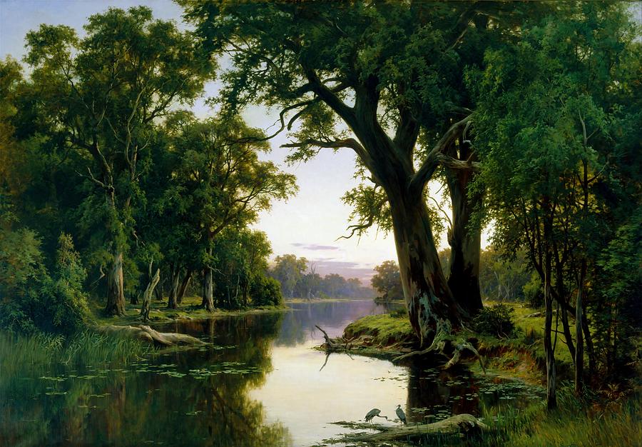 Tree Painting - A Billabong of the Goulburn, Victoria #2 by H J Johnstone