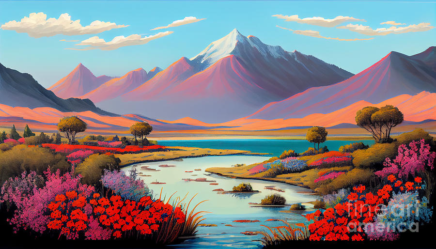 A  Chilean  Rolling  Countryside  Dotted  With  Color  By Asar Studios Digital Art