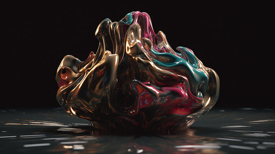 A distorted, twisted 3D shape with melting, drippy textures and a ...