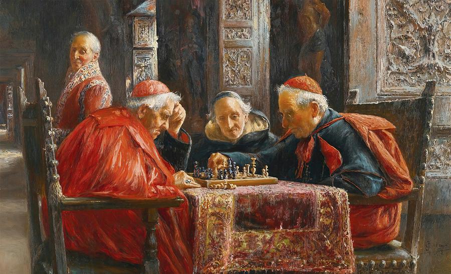 Game Of Chess Painting - A Game of Chess #2 by Jose Gallegos y Arnosa