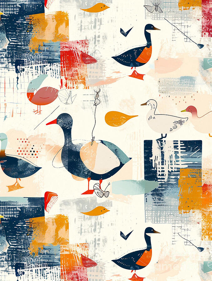 A Graphic Design Of Goose Farm Animals Drawing
