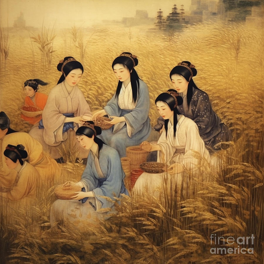 Dragon Painting - A  group  in  the  Chinese  Song  Dynasty  grew  rice  O  e  cc  d  be  bdbdbd by Asar Studios #2 by Artistic Rifki