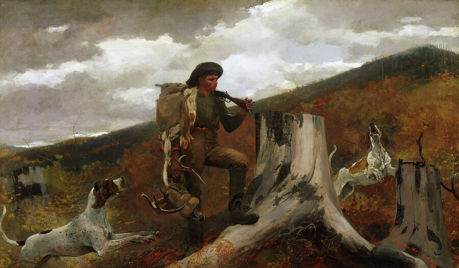 A Huntsman and Dogs, from 1891 Painting by Winslow Homer