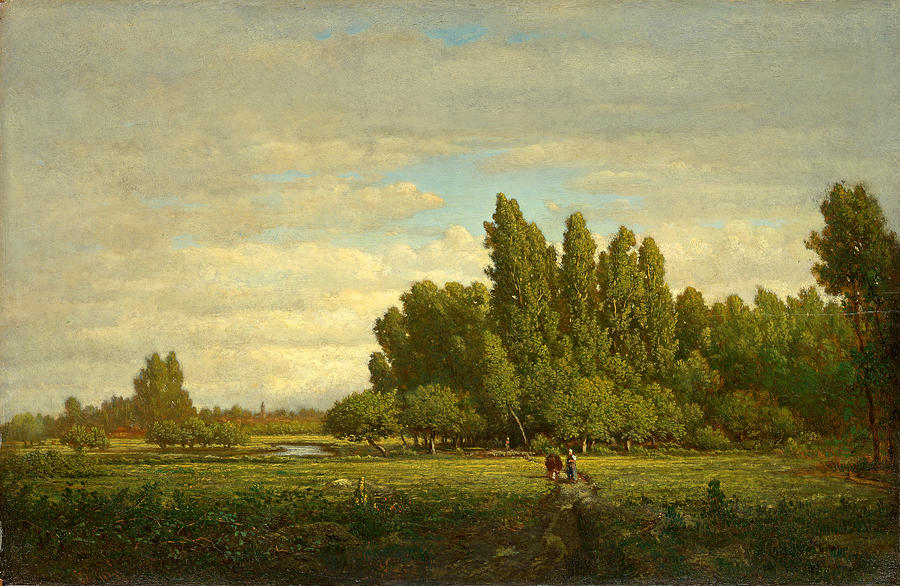 A Meadow Bordered by Trees #3 Painting by Theodore Rousseau