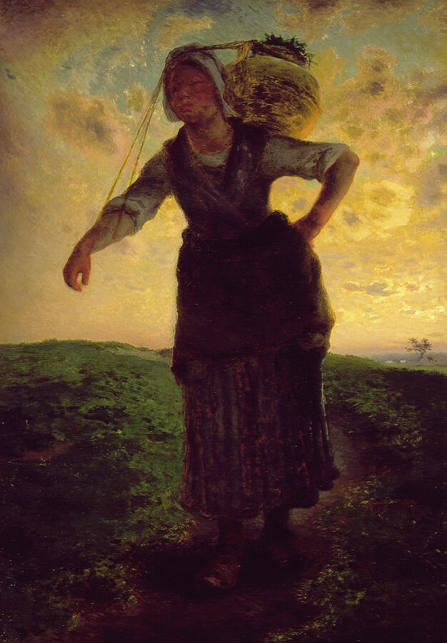 A Norman Milkmaid at Greville Painting by Jean-Francois Millet | Fine ...