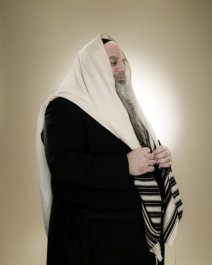 A rabbi wearing a prayer shawl #2 Photograph by Image Source