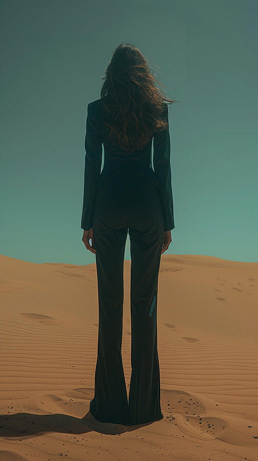 Desert Digital Art - A Sad Women Wear Ng A Stunn Ng Vantablack Su T  95e895b6-4886-4887-b978-3f03133cab4a #2 by Romed Roni