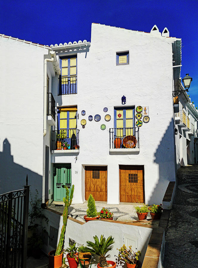 A street scene in the new part of the White Village of Frigiliana #2 Photograph by Panoramic Images