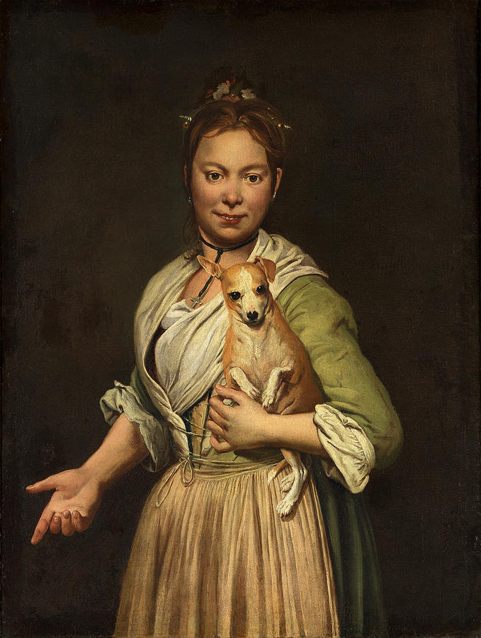 A Woman with a Dog #3 Painting by Giacomo Ceruti