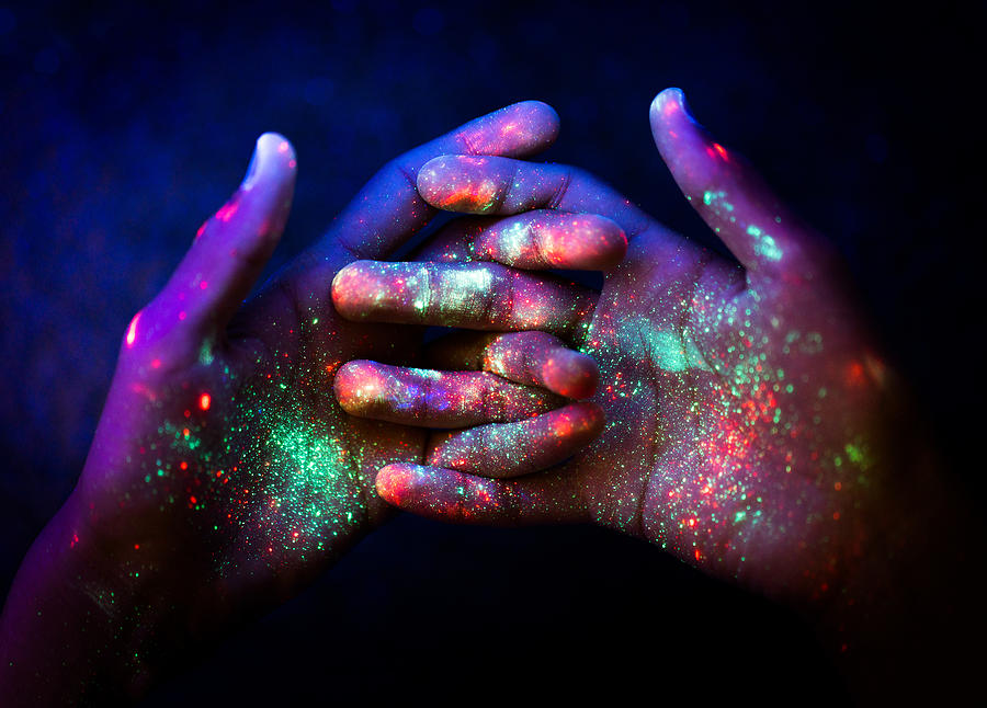 Abstract. Art. Hands. Ultraviolet. Particles. Universe. #2 Photograph by Jasmin Merdan