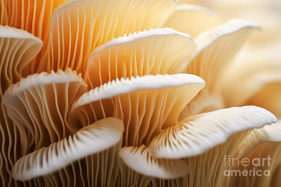 Abstract Painting - abstract background macro image of mushroom, Sajor-caju mushroom #2 by N Akkash