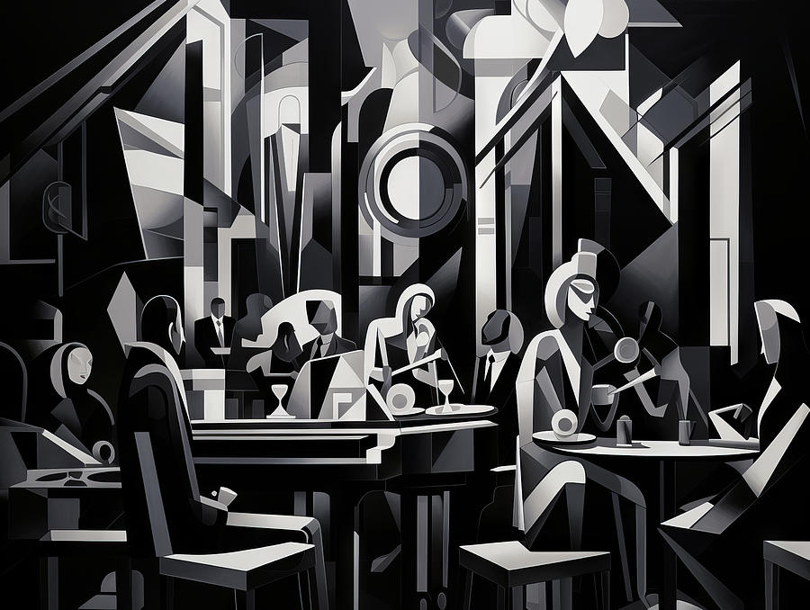 Abstract Cubist Nightclub Drawing