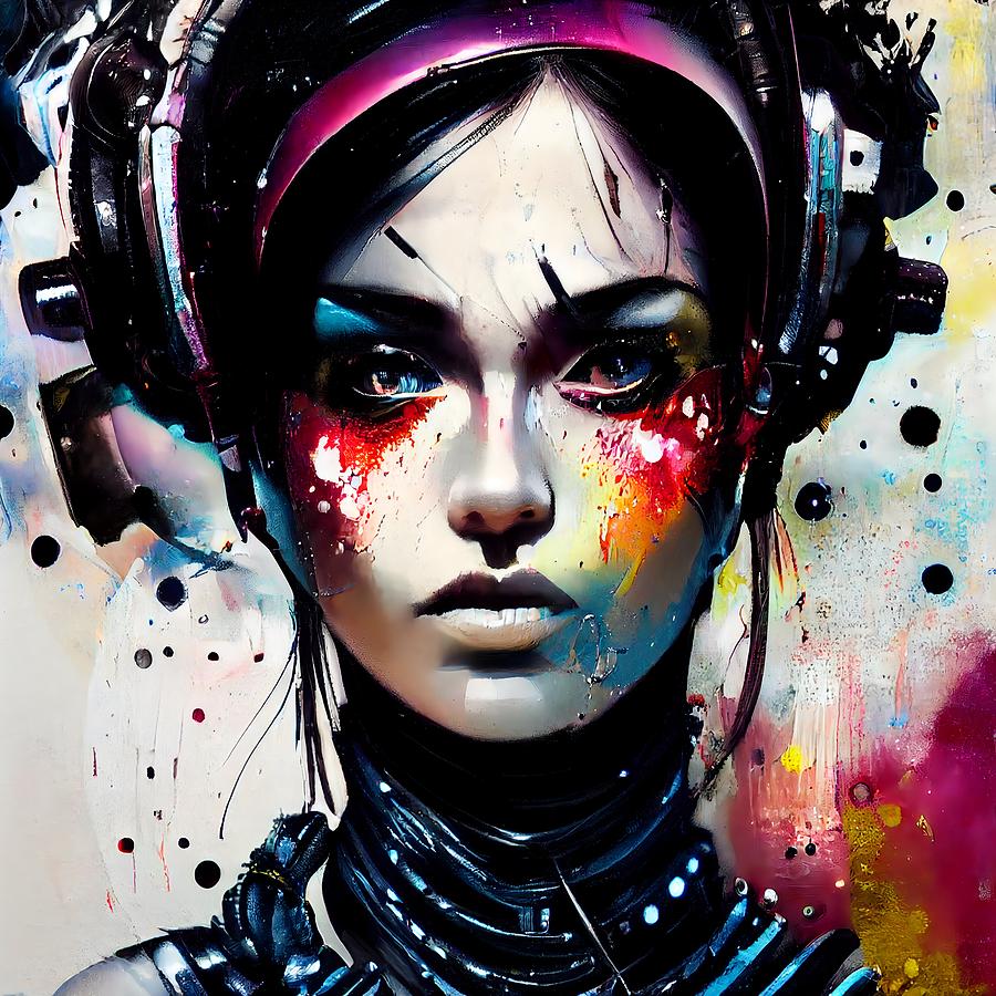 Abstract cyberpunk portrait Digital Art by Ales Divis - Fine Art America