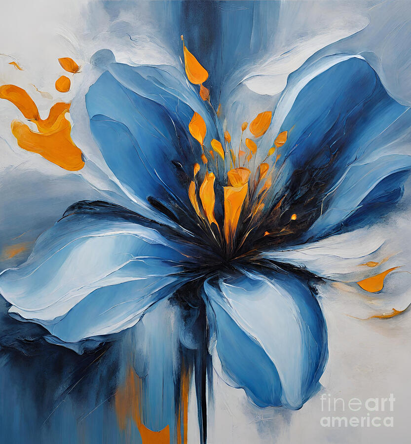 Flowers Still Life Painting - Abstract Flowers #2 by Naveen Sharma