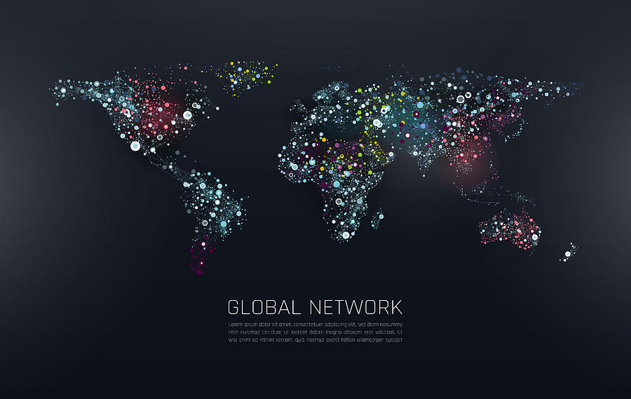 Abstract Network World Map Background #2 Drawing by AF-studio