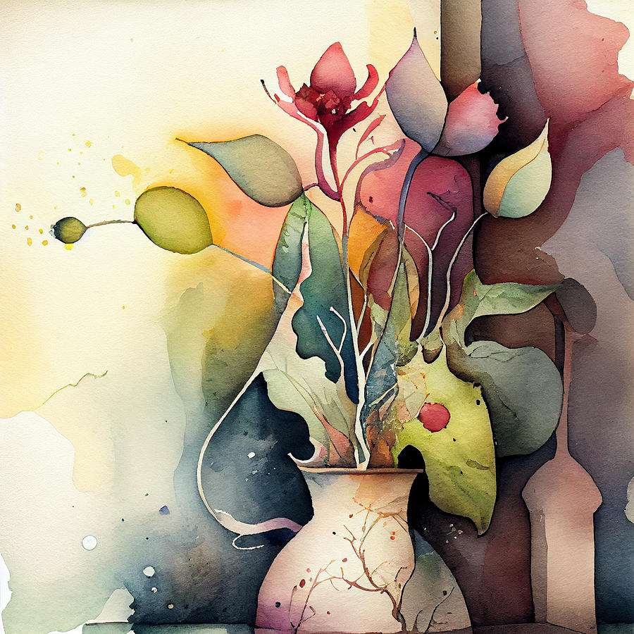 abstract  watercolor  floral  painting  in  the  style  by Asar Studios Digital Art