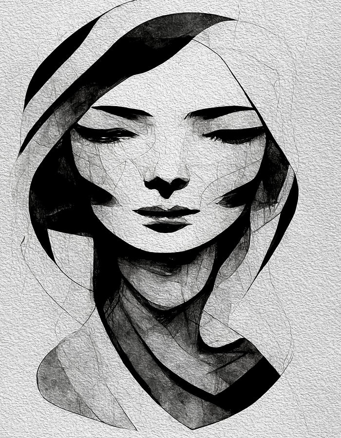 Abstract Woman Face Painting Digital Art by Harshni Wijerathna - Fine ...