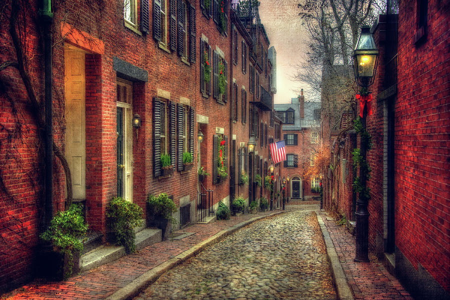 Boston Photograph - Acorn Street Beacon Hill - Boston #1 by Joann Vitali