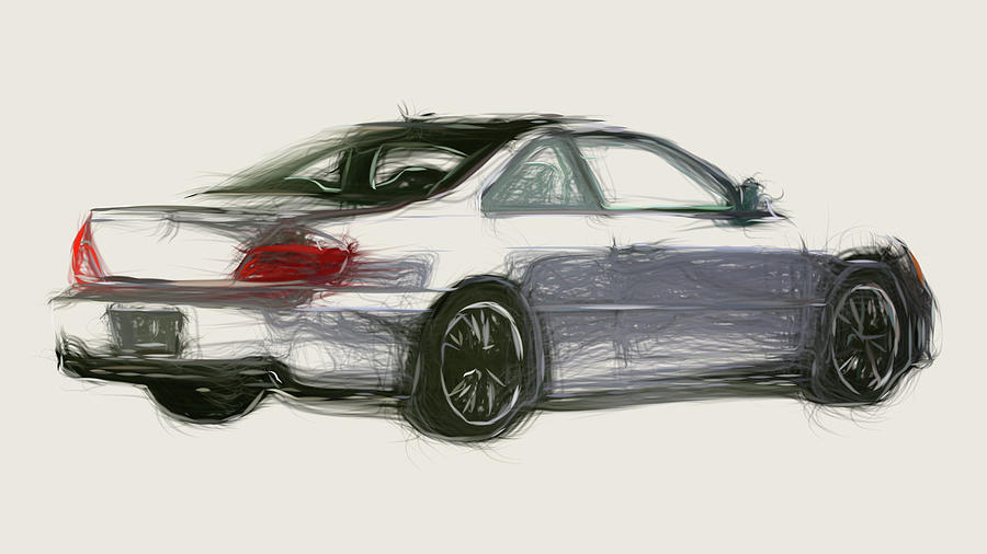 Acura 3.2 CL Type S Concept Car Drawing #2 Digital Art by CarsToon Concept