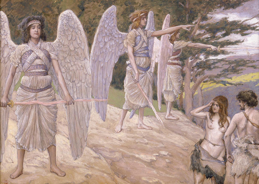 European Artists Painting - Adam and Eve Driven From Paradise #3 by James Tissot