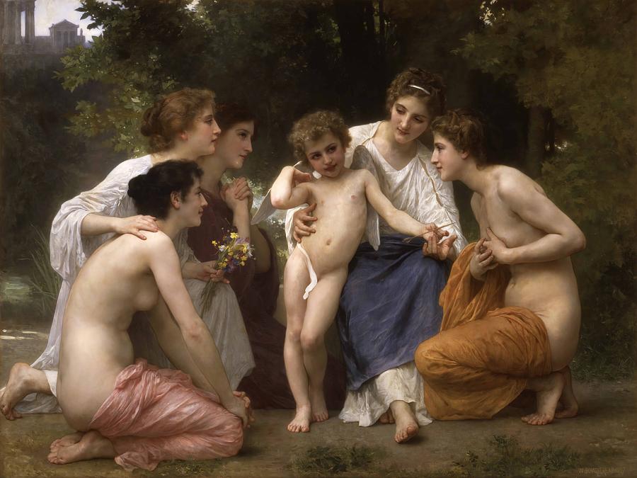 William Adolphe Bouguereau Painting - Admiration  #2 by William Adolphe Bouguereau