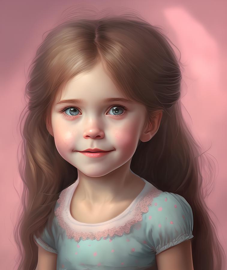 Adorable Girl, Generative AI Illustration Digital Art by Miroslav ...