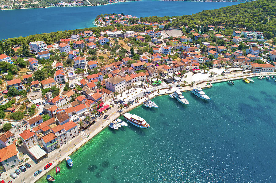 Adriatic town of Rogoznica aerial coastline view #2 Photograph by Brch Photography