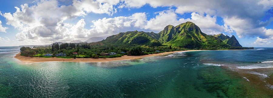 Aerial drone shot of Tunnels Beach on the north shore of Kauai i #2 Photograph by Steven Heap
