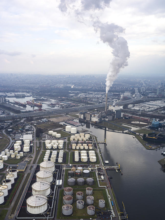 Aerial flying over Amsterdam industrial area #2 Photograph by Nisian Hughes