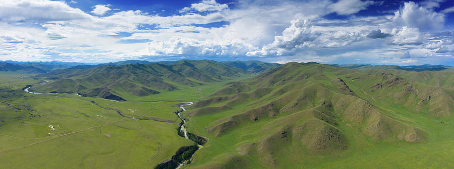 Aerial landscape in Orkhon valley, Mongolia #2 Photograph by Mikhail Kokhanchikov