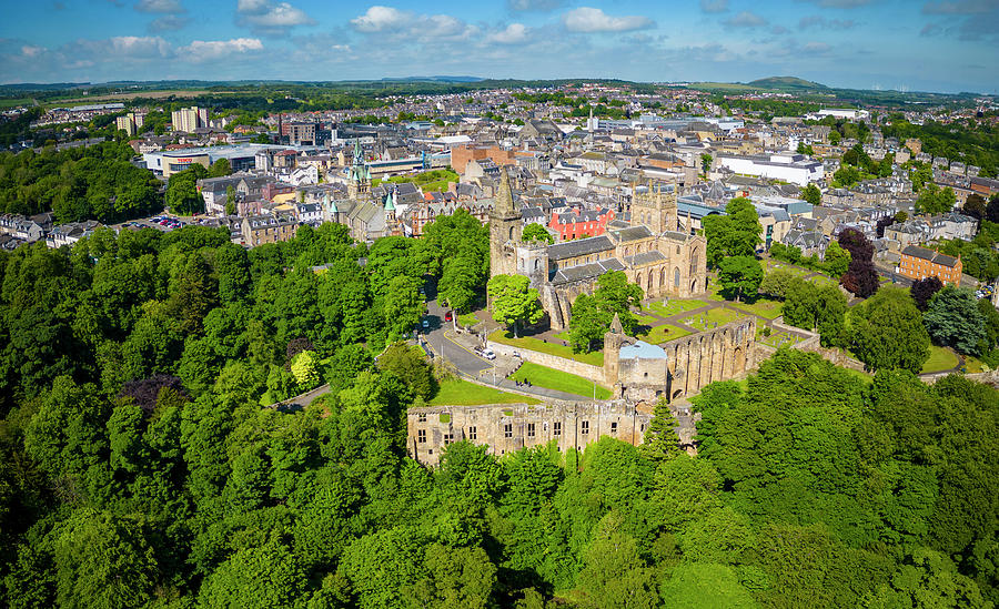 City Photograph - Aerial view from drone of Pittencrieff Park in Dunfermline, Fife, Scotland #2 by Brunswick Digital
