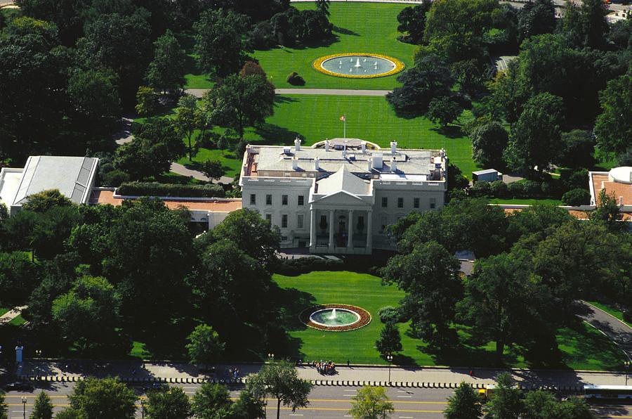 Aerial view of a government building, White House, Washington DC, USA #2 Photograph by Glowimages