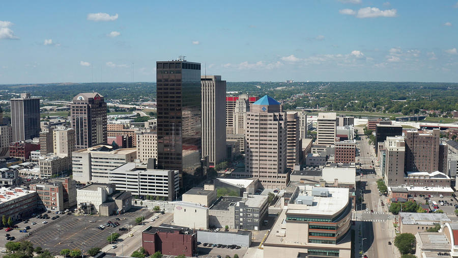 Aerial view of Dayton Ohio skyline Photograph by Eldon McGraw - Fine ...