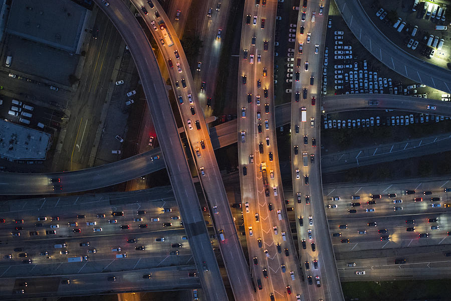 Aerial view of Los Angeles arterial roads at twilight time #2 Photograph by Michael H