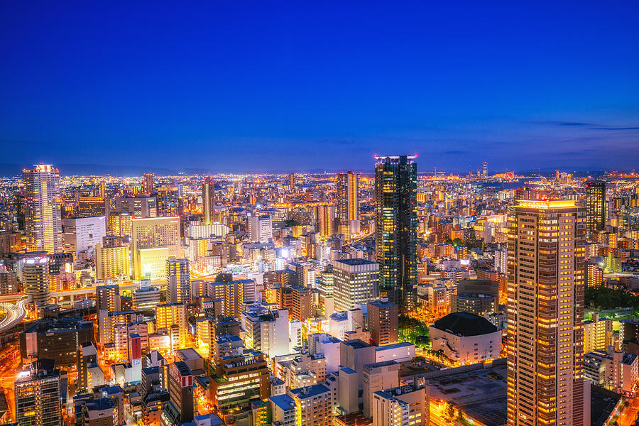 Aerial view of Osaka Skyline #2 Photograph by Nikada