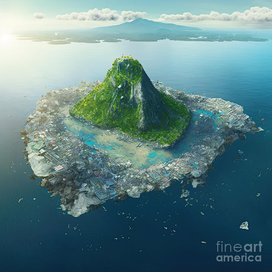 Aerial view of Plastic Island Digital Art by Benny Marty - Fine Art America