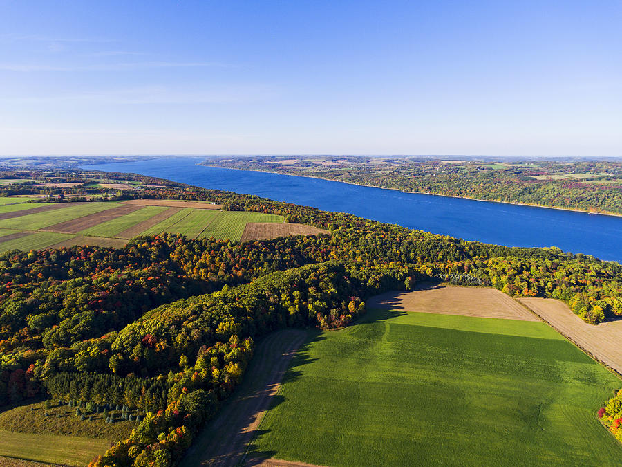 Aerial view of the Finger Lakes in Autumn #2 Photograph by Matt Champlin