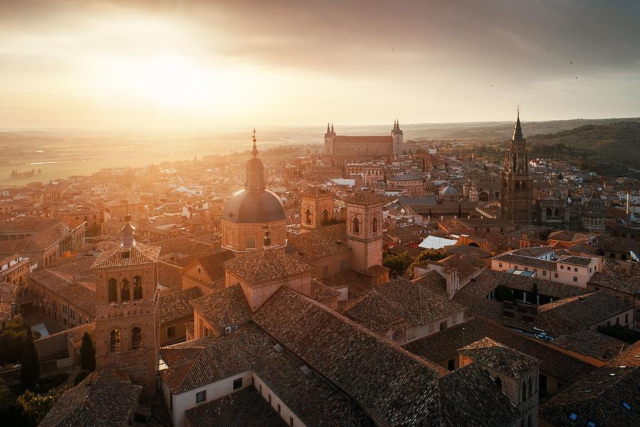 Aerial view of Toledo skyline sunset #2 Photograph by Songquan Deng