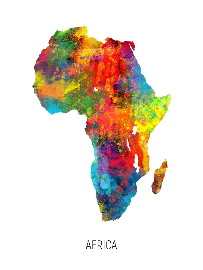 Africa Watercolor Map #2 Digital Art by Michael Tompsett