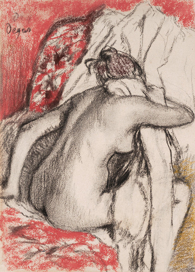 Edgar Degas Painting - After the Bath Seated Woman Drying Herself  #2 by Edgar Degas