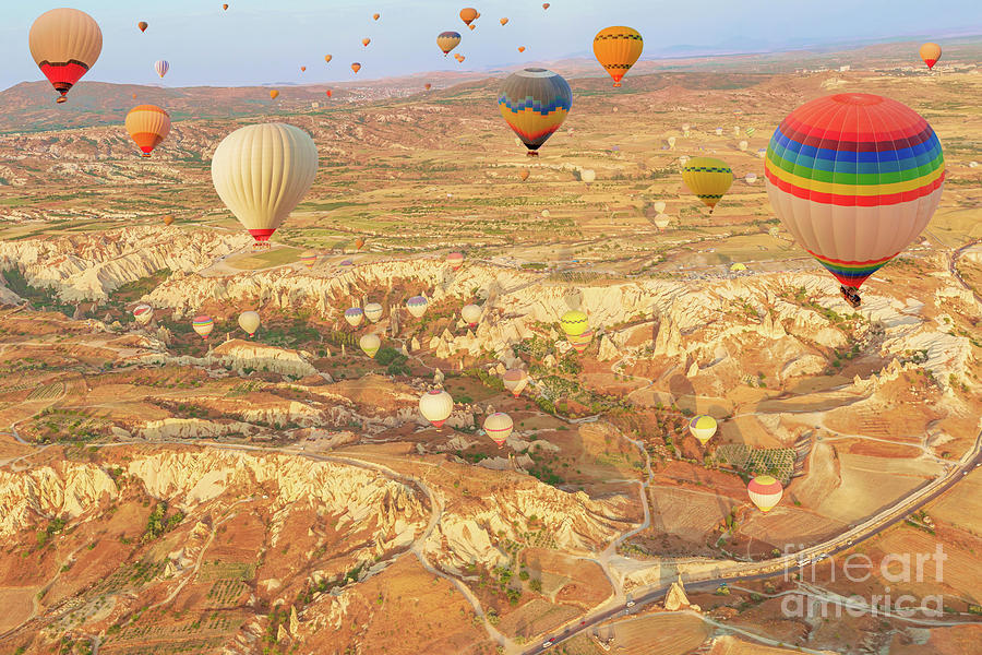 Air balloons at sunrise in Cappadocia #2 Digital Art by Benny Marty