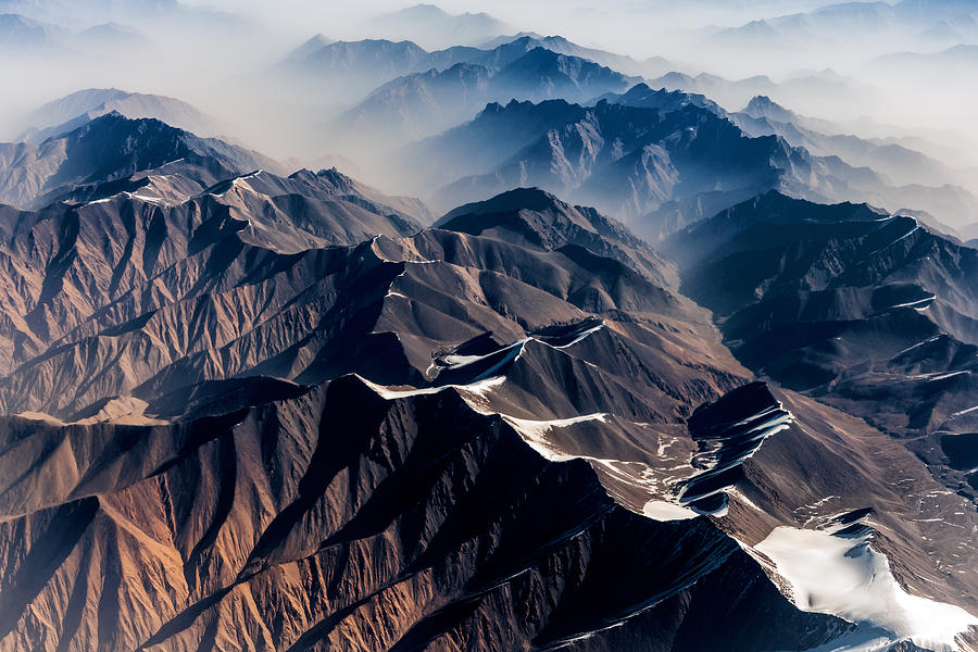 Air view , Pakistan mountains along the way to Osaka #2 Photograph by Pavliha