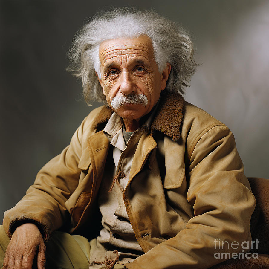 Albert Einstein Natural candid shot with sensit by Asar Studios #2 Painting by Celestial Images